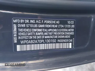 2023 Porsche Panamera S с VIN WP0AB2A70PL130150, выставлен на аукционе IAAI как лот 40179930 с пробегом 5 772 миль миль и . История ставок и продаж доступна на DreamBid. Изображение 9.