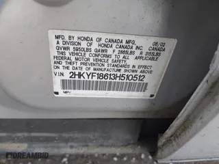 2003 Honda Pilot EX with VIN 2HKYF18613H510512, listed as a IAAI auction lot 41766690 with 234,023 mi miles. Bid and sale history available at carsss.com. Image 9.