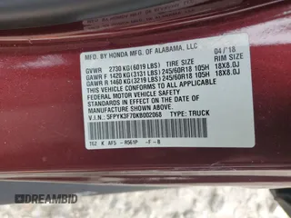 2019 Honda Ridgeline RTL-E with VIN 5FPYK3F70KB002068, listed as a Copart auction lot 54766055 with 109,131 mi miles and Clean title. Bid and sale history available at DreamBid. Image 12.