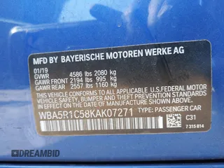 2019 BMW 3 Series 330i with VIN WBA5R1C58KAK07271, listed as a IAAI auction lot 41941194 with Not provided miles and . Bid and sale history available at DreamBid. Image 9.