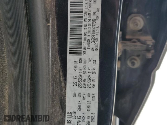 2019 Ram 1500 Big Horn/Lone Star with VIN 1C6SRFFT0KN747680, listed as a Copart auction lot 51099415 with 105,713 mi miles and Salvage Title. Bid and sale history available at carsss.com. Image 12.
