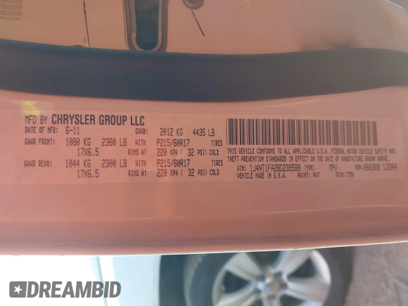 2011 Jeep Compass with VIN 1J4NT1FA2BD239588, listed as a IAAI auction lot 41324431 with 190,116 mi miles. Bid and sale history available at carsss.com. Image 9.