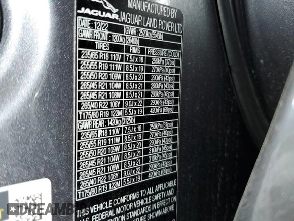 2023 Jaguar F-Pace S z VIN SADCJ2EX7PA714132, wystawiony jako Copart lot #75488614 z przebiegiem 14 932 mil mil oraz Szkoda całkowita • Salvage title. Historia ofert i sprzedaży dostępna na DreamBid. Obrazek 13.