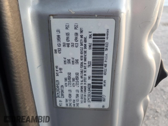 1999 Dodge 3500 z VIN 1B7MC3361XJ646338, wystawiony jako Copart lot #82956324 z przebiegiem 180 651 mil mil oraz Szkoda całkowita • Salvage title. Historia ofert i sprzedaży dostępna na DreamBid. Obrazek 12.