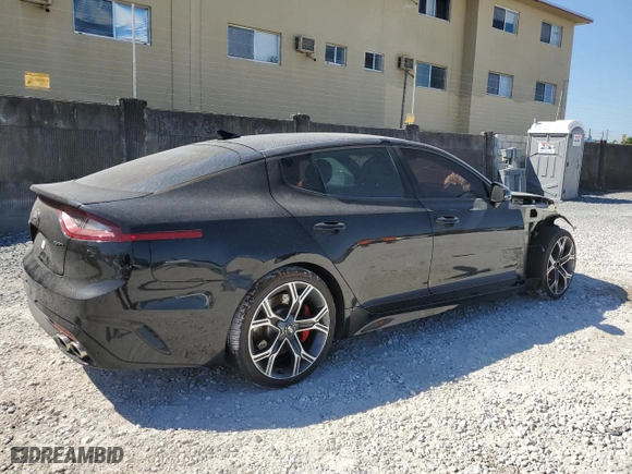 2019 Kia Stinger GT with VIN KNAE35LCXK6055410, listed as a Copart auction lot 48775755 with 72,549 mi miles and Salvage Title. Bid and sale history available at carsss.com. Image 3.