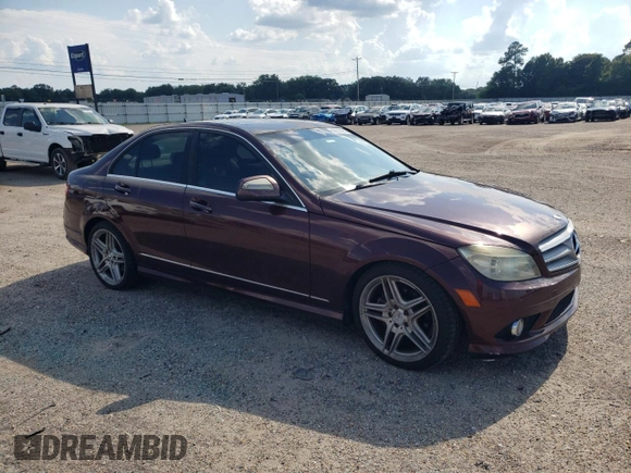 2009 Mercedes-Benz C 300 Sport with VIN WDDGF54X39R053551, listed as a Copart auction lot 62037465 with 175,372 mi miles and Salvage title. Bid and sale history available at DreamBid. Image 4.