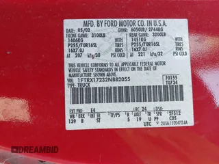 2002 Ford F-150 XL with VIN 1FTRX17232NB82055, listed as a IAAI auction lot 41146311 with 1 mi miles. Bid and sale history available at carsss.com. Image 9.