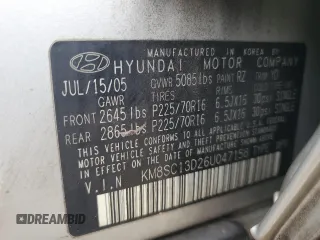 2006 Hyundai Santa Fe GLS with VIN KM8SC13D26U047158, listed as a Copart auction lot 80787974 with 139,427 mi miles and Salvage Title. Bid and sale history available at carsss.com. Image 13.
