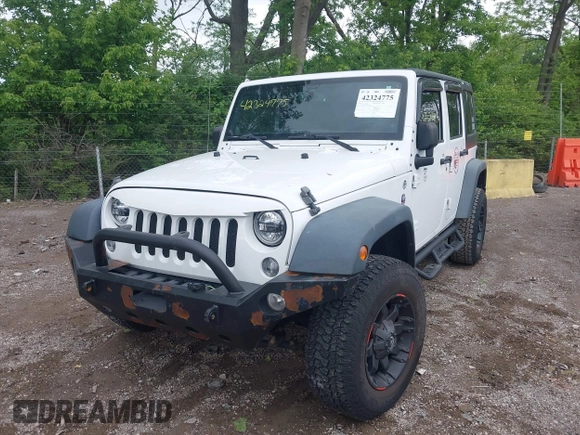 2014 Jeep Wrangler Unlimited Sport with VIN 1C4BJWDG9EL135077, listed as a IAAI auction lot 42324775 with 104,221 mi miles and . Bid and sale history available at DreamBid. Image 17.