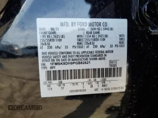 2023 Ford Explorer XLT with VIN 1FMSK8DH9PGB82621, listed as a Copart auction lot 50576485 with 28,026 mi miles and Salvage Title. Bid and sale history available at carsss.com. Image 15.