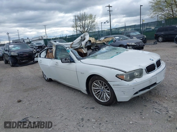 2004 BMW 7 Series 745Li with VIN WBAGN63554DS54633, listed as a IAAI auction lot 42050972 with Not Provided miles and . Bid and sale history available at carsss.com. Image 1.