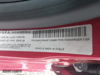2015 Maserati Ghibli with VIN ZAM57XSA5F1129883, listed as a IAAI auction lot 41920750 with 63,739 mi miles. Bid and sale history available at carsss.com. Image 9.