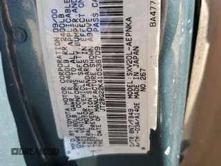 2001 Toyota Camry CE z VIN JT2BG22K410538709, wystawiony jako Copart lot #53295905 z przebiegiem 223 115 mil mil oraz Szkoda całkowita • Salvage title. Historia ofert i sprzedaży dostępna na DreamBid. Obrazek 14.