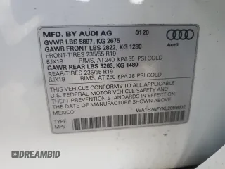 2020 Audi Q5 Premium Plus with VIN WA1E2AFYXL2056002, listed as a Copart auction lot 50502745 with 25,245 mi miles and Salvage title. Bid and sale history available at DreamBid. Image 13.