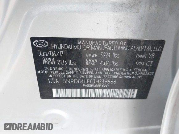 2018 Hyundai Elantra SEL with VIN 5NPD84LF8JH239866, listed as a IAAI auction lot 41597467 with 164,151 mi miles and . Bid and sale history available at DreamBid. Image 9.