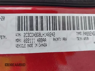 2020 Dodge Charger SXT with VIN 2C3CDXBG8LH140242, listed as a IAAI auction lot 41955457 with 126,550 mi miles and . Bid and sale history available at carsss.com. Image 9.