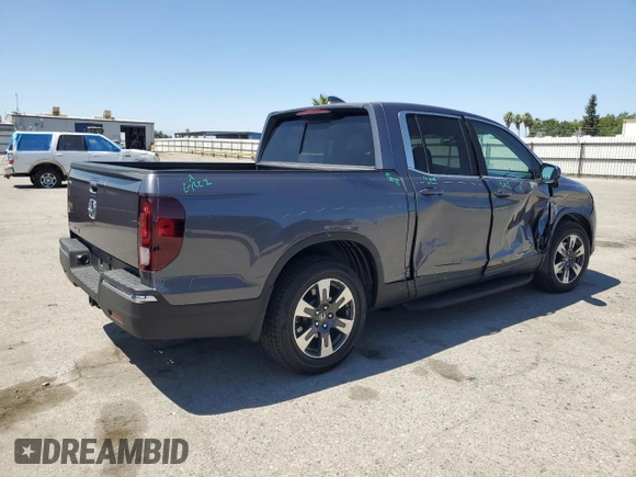 2019 Honda Ridgeline RTL-T with VIN 5FPYK2F68KB003907, listed as a Copart auction lot 61276325 with 59,612 mi miles and Salvage title. Bid and sale history available at DreamBid. Image 3.