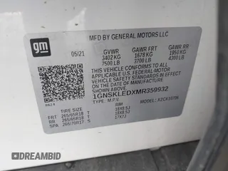 2021 Chevrolet Tahoe Commercial z VIN 1GNSKLEDXMR359932, wystawiony jako IAAI lot #42275551 z przebiegiem 24 mil mil oraz . Historia ofert i sprzedaży dostępna na DreamBid. Obrazek 9.