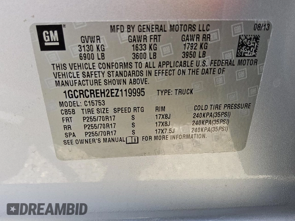2014 Chevrolet Silverado 1500 LT with VIN 1GCRCREH2EZ119995, listed as a Copart auction lot 52974495 with 207,099 mi miles and Clean Title. Bid and sale history available at DreamBid. Image 13.