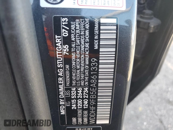 2014 Mercedes-Benz E 400 Sport with VIN WDDHF9FB5EA861339, listed as a Copart auction lot 50382815 with 119,023 mi miles and Clean Title. Bid and sale history available at DreamBid. Image 12.