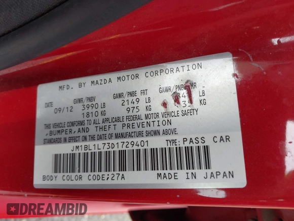 2013 Mazda 3 i Touring with VIN JM1BL1L73D1729401, listed as a IAAI auction lot 42483335 with 127,337 mi miles and . Bid and sale history available at DreamBid. Image 9.