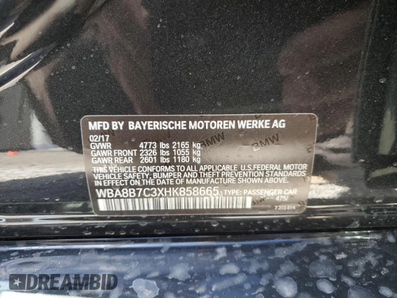 2017 BMW 3 Series 340i xDrive with VIN WBA8B7C3XHK858665, listed as a Copart auction lot 49678965 with 65,606 mi miles and Salvage Title. Bid and sale history available at carsss.com. Image 14.