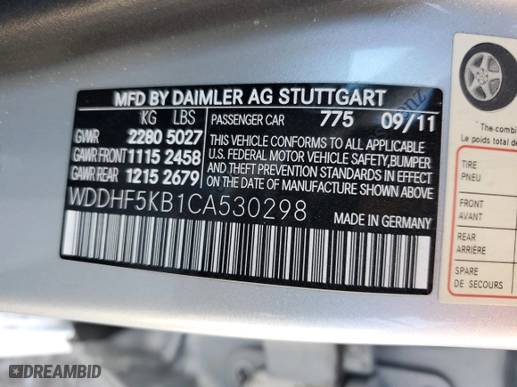 2012 Mercedes-Benz E-Class E 350 Luxury with VIN WDDHF5KB1CA530298, listed as a Copart auction lot 48220155 with 71,797 mi miles and Salvage Title. Bid and sale history available at carsss.com. Image 12.