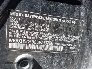 2012 BMW 5 Series 528i xDrive with VIN WBAXH5C58CDW03798, listed as a IAAI auction lot 42011933 with 115,508 mi miles and . Bid and sale history available at DreamBid. Image 9.