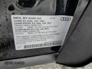 2023 Audi e-tron Premium Plus with VIN WA1LAAGE4PB024702, listed as a Copart auction lot 49175705 with 8,780 mi miles and Salvage title. Bid and sale history available at DreamBid. Image 15.