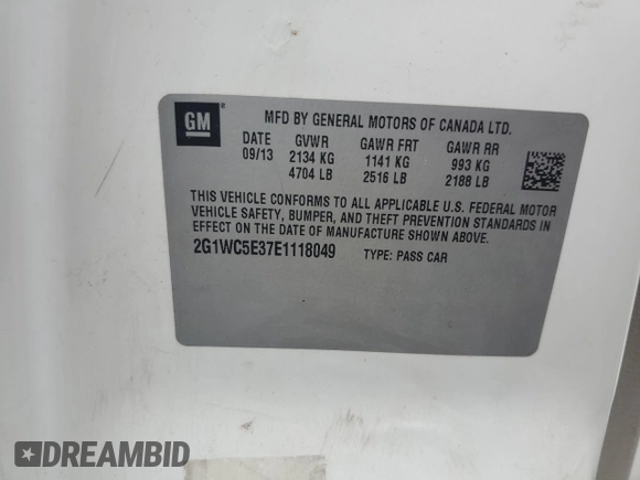 2014 Chevrolet Impala LTZ with VIN 2G1WC5E37E1118049, listed as a Copart auction lot 55802325 with 228,385 mi miles and Clean Title. Bid and sale history available at DreamBid. Image 12.