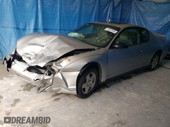2005 Chevrolet Monte Carlo LS with VIN 2G1WW12E159118121, listed as a Copart auction lot 75941444 with 80,766 mi miles and Salvage Title. Bid and sale history available at carsss.com. Image 1.