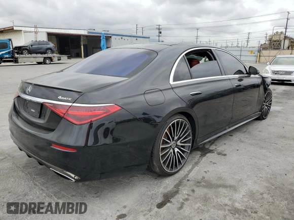 2022 Mercedes-Benz S 580 z VIN W1K6G7GB7NA098554, wystawiony jako Copart lot #53530745 z przebiegiem 41 316 mil mil oraz Szkoda całkowita • Salvage title. Historia ofert i sprzedaży dostępna na DreamBid. Obrazek 3.