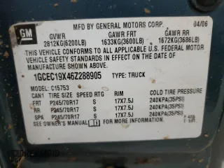 2006 Chevrolet Silverado 1500 Work Truck with VIN 1GCEC19X46Z288905, listed as a Copart auction lot 41909105 with 186,325 mi miles and Clean Title. Bid and sale history available at carsss.com. Image 12.
