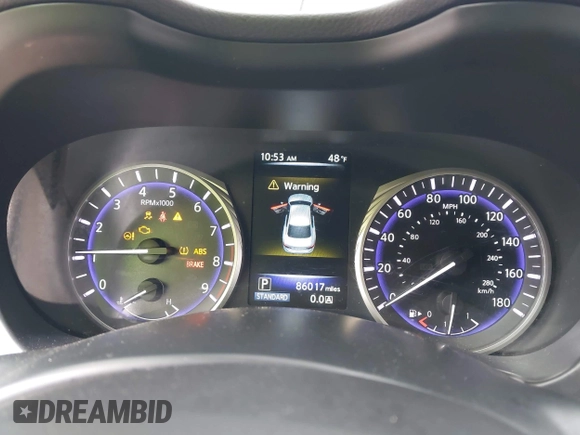 2015 Infiniti Q50 with VIN JN1BV7AR8FM401199, listed as a IAAI auction lot 41997546 with 86,017 mi miles. Bid and sale history available at carsss.com. Image 7.