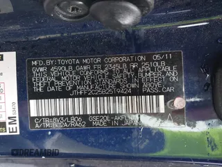 2011 Lexus IS 250 C with VIN JTHFF2C25B2519424, listed as a IAAI auction lot 41523202 with 216,624 mi miles and . Bid and sale history available at DreamBid. Image 9.