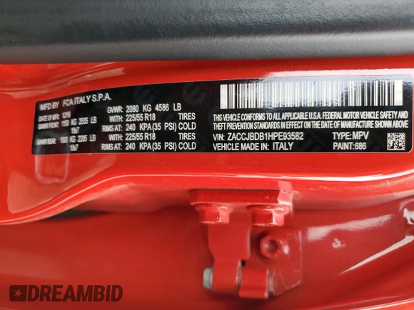 2017 Jeep Renegade Limited with VIN ZACCJBDB1HPE93582, listed as a Copart auction lot 64261214 with 164,943 mi miles and Non repairable. Bid and sale history available at DreamBid. Image 12.