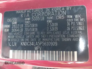 2023 Kia EV6 Wind with VIN KNDC34LA5P5610909, listed as a IAAI auction lot 41972182 with 67,204 mi miles and . Bid and sale history available at DreamBid. Image 9.