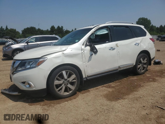 2015 Nissan Pathfinder SL z VIN 5N1AR2MMXFC652386, wystawiony jako Copart lot #59225715 z przebiegiem 76 089 mil mil oraz Szkoda całkowita • Salvage title. Historia ofert i sprzedaży dostępna na DreamBid. Obrazek 1.