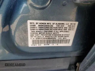 2006 Honda Pilot EX-L with VIN 5FNYF28546B045353, listed as a Copart auction lot 53646695 with 107,325 mi miles and Salvage Title. Bid and sale history available at DreamBid. Image 13.