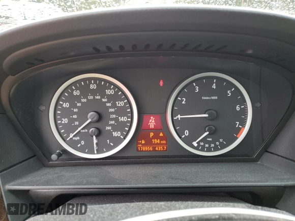 2007 BMW 5 Series 525i with VIN WBANE53587CW65729, listed as a Copart auction lot 50196855 with 178,956 mi miles and Salvage Title. Bid and sale history available at carsss.com. Image 9.