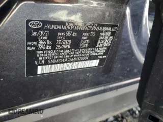 2021 Hyundai Santa Fe SE with VIN 5NMS14AJ2MH320804, listed as a Copart auction lot 89352445 with 81,529 mi miles and Salvage Title. Bid and sale history available at carsss.com. Image 15.