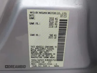 2015 Nissan Altima SL z VIN 1N4AL3APXFC480070, wystawiony jako IAAI lot #42281524 z przebiegiem 106 963 mil mil oraz . Historia ofert i sprzedaży dostępna na DreamBid. Obrazek 9.