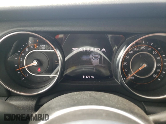 2022 Jeep Wrangler Unlimited Sahara with VIN 1C4HJXEG3NW248021, listed as a Copart auction lot 47555775 with 31,479 mi miles and Salvage Title. Bid and sale history available at DreamBid. Image 9.