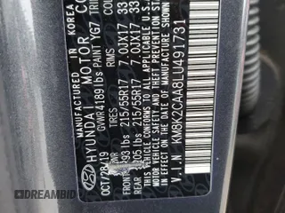 2020 Hyundai Kona SEL with VIN KM8K2CAA8LU491731, listed as a Copart auction lot 70170082 with 0 mi miles. Bid and sale history available at carsss.com. Image 13.