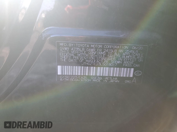 2020 Lexus IS 350 F Sport с VIN JTHGZ1E23L5018017, выставлен на аукционе Copart как лот 88778445 с пробегом 70 554 миль миль и Списание • Salvage title. История ставок и продаж доступна на DreamBid. Изображение 12.