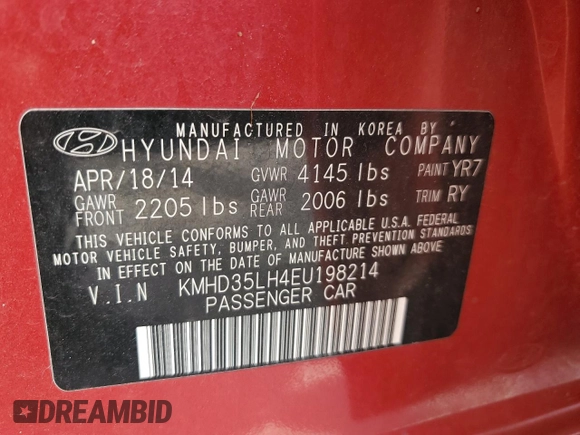 2014 Hyundai Elantra GT with VIN KMHD35LH4EU198214, listed as a Copart auction lot 52569645 with 105,696 mi miles and Salvage Title. Bid and sale history available at carsss.com. Image 12.