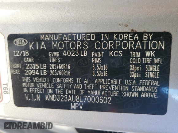 2020 Kia Soul S with VIN KNDJ23AU8L7000602, listed as a Copart auction lot 43921845 with 130,638 mi miles and Salvage Title. Bid and sale history available at carsss.com. Image 14.