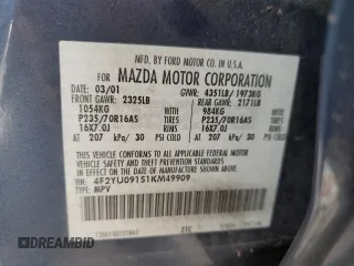 2001 Mazda Tribute LX with VIN 4F2YU09151KM49909, listed as a Copart auction lot 76792224 with Not Provided miles and Salvage Title. Bid and sale history available at carsss.com. Image 13.