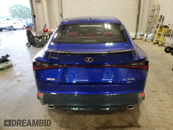 2021 Lexus IS 350 F Sport with VIN JTHGZ1E20M5020468, listed as a Copart auction lot 57848025 with 22,077 mi miles and Salvage title. Bid and sale history available at DreamBid. Image 6.