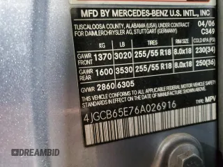 2006 Mercedes-Benz R 3.5L with VIN 4JGCB65E76A026916, listed as a Copart auction lot 82315834 with Not Provided miles and Salvage Title. Bid and sale history available at DreamBid. Image 13.